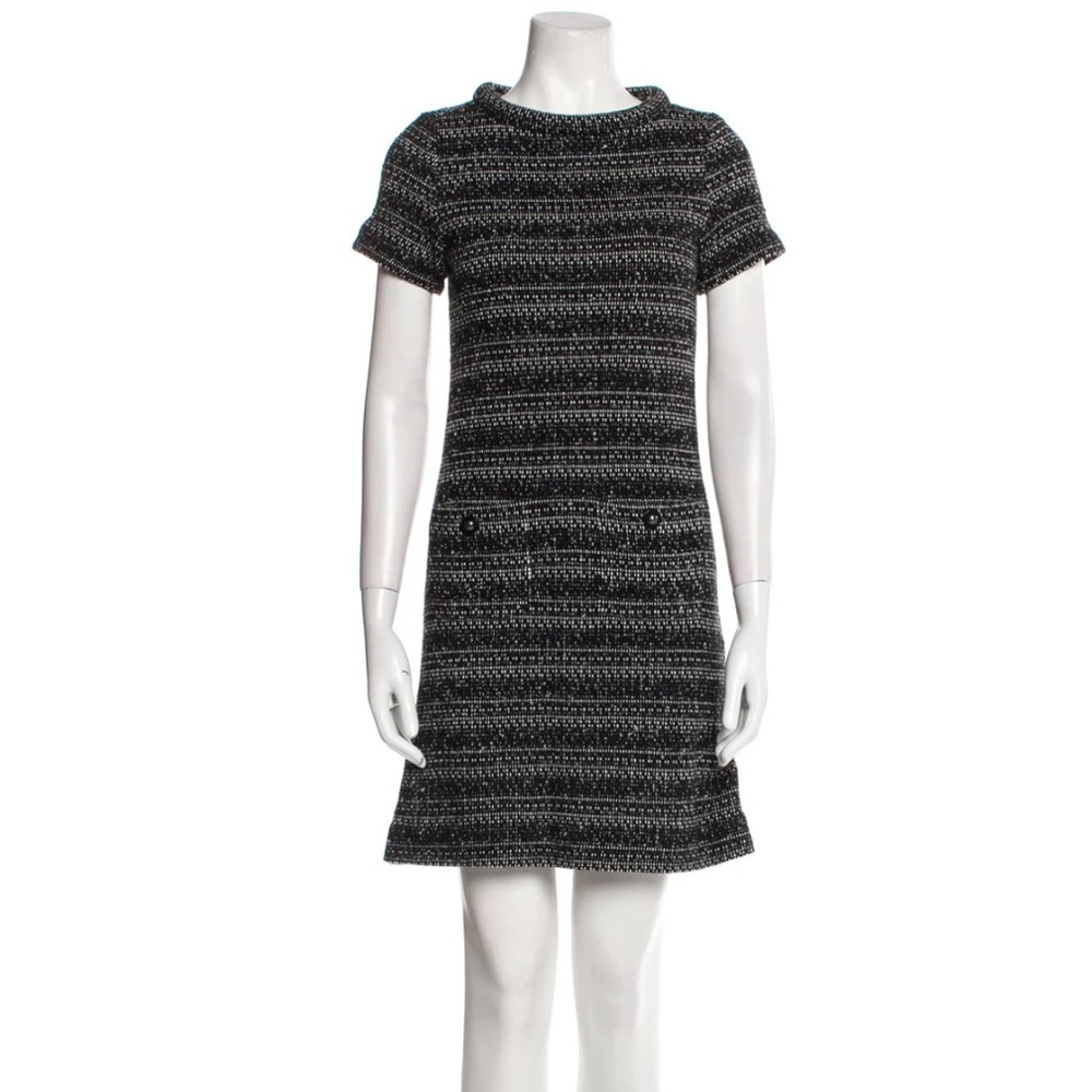 Tory Burch Black and Gray Textured Mini Dress